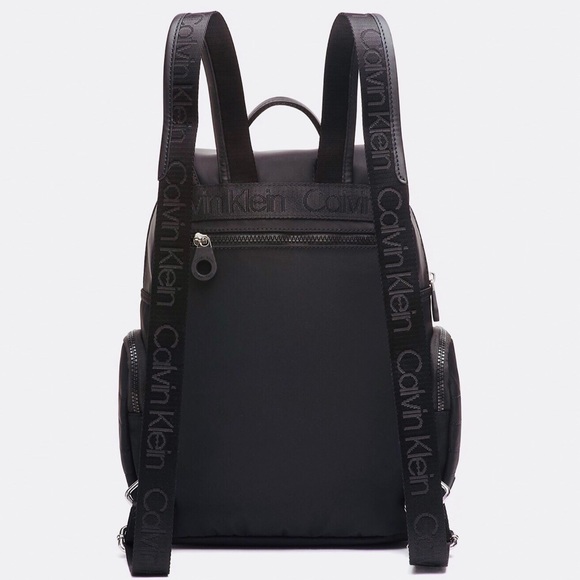 CALVIN KLEIN LOGO NYLON ATHLEISURE BACKPACK BLACK - Picture 6 of 8